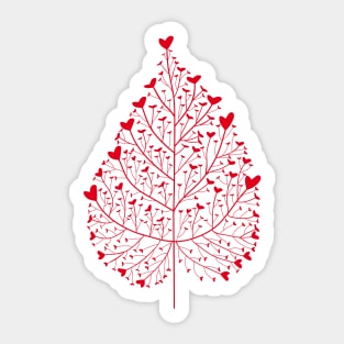 Red hearts leaf drawing Sticker